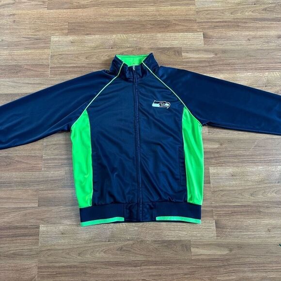 NFL Seattle Seahawks Zip Up Jacket Blue and Green| Women Size Large - Picture 8 of 16